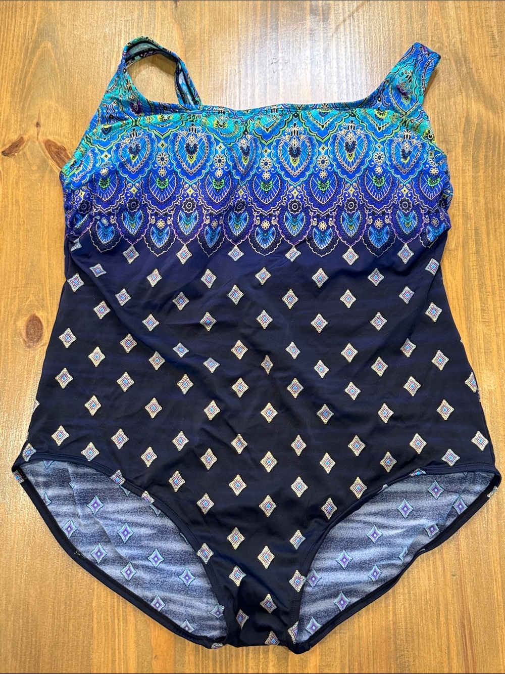 Longitude Women's One-Piece Swimsuit in Blue and Gold 26W